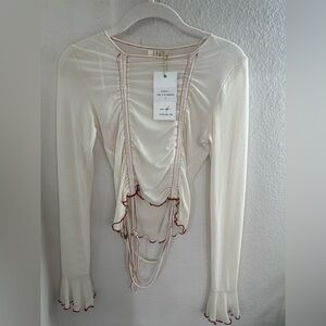 ZYA Libra cream colored mesh longsleeve top